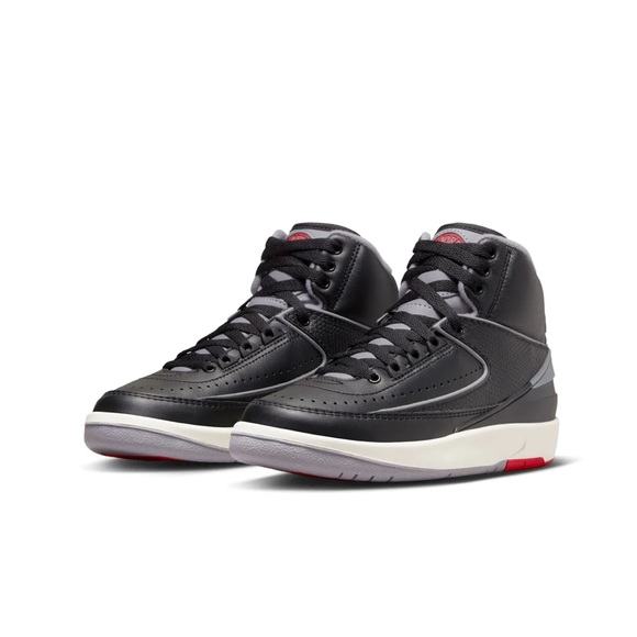 BIG KID'S AIR JORDAN 2 RETRO - "BLACK CEMENT" - Picture 2 of 7